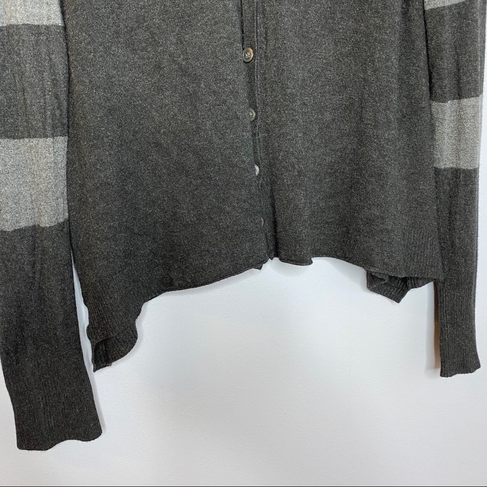 Eileen Fisher Grey Stripe  Stretch Knit Cardigan - Picture 4 of 8